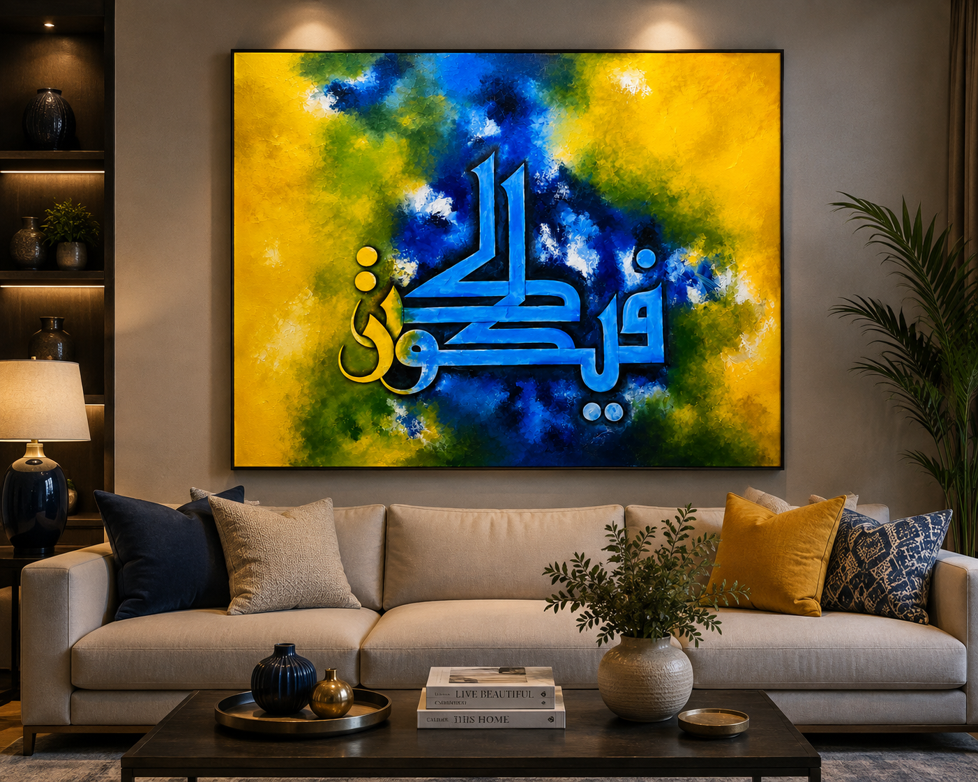 Premium Arabic Islamic Calligraphy Acrylic Canvas Wall Art – Framed | Modern Islamic Home Decor Arcilyc Painting