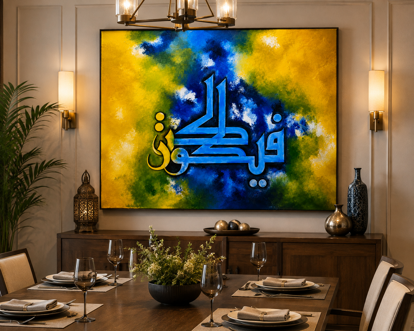 Premium Arabic Islamic Calligraphy Acrylic Canvas Wall Art – Framed | Modern Islamic Home Decor Arcilyc Painting