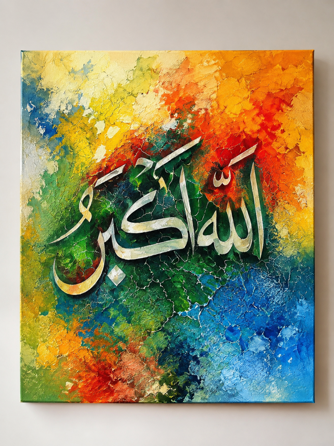 Allahu Akbar Islamic Calligraphy Canvas Wall Art – Modern Abstract Arabic Canvas Painting | Premium Muslim Home Decor